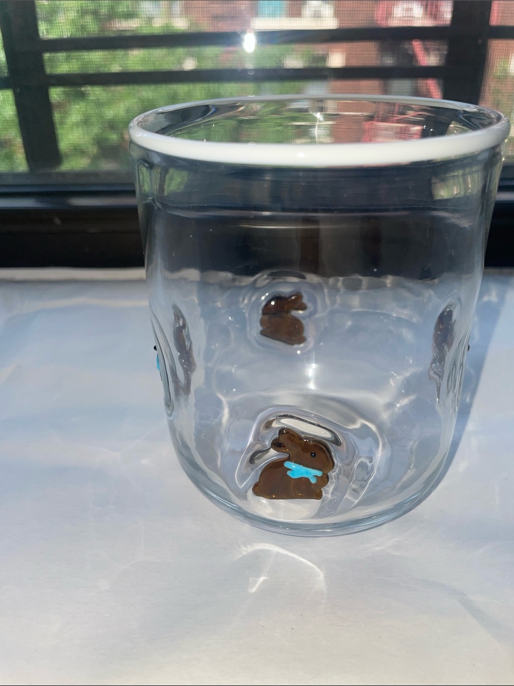 NWT Anthropologie Cute Bunny Glass - Brown Bunny Motif - Picture 7 of 7